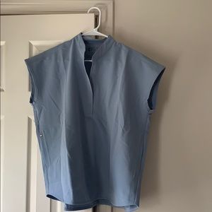 Figs Rafaela Mandarin Collar Scrub Top Dusty Blue